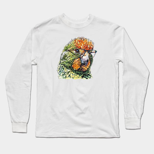 Feathered Scholar Long Sleeve T-Shirt by Carnets de Turig